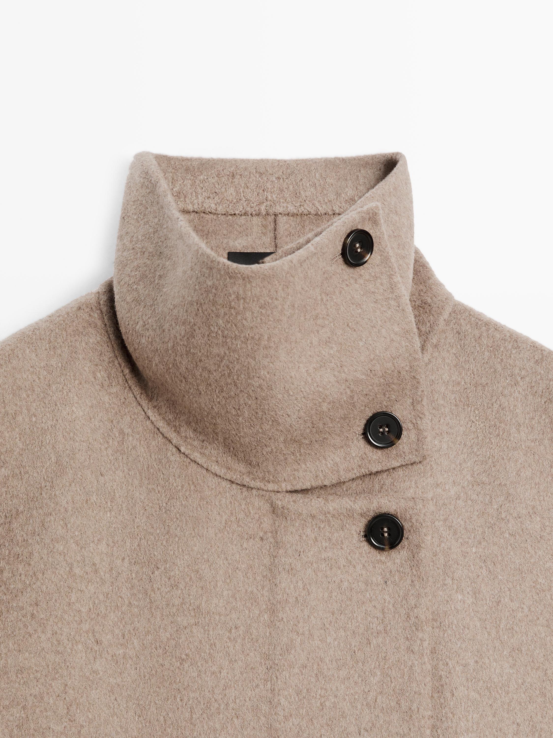 Manteau laine à col montant
